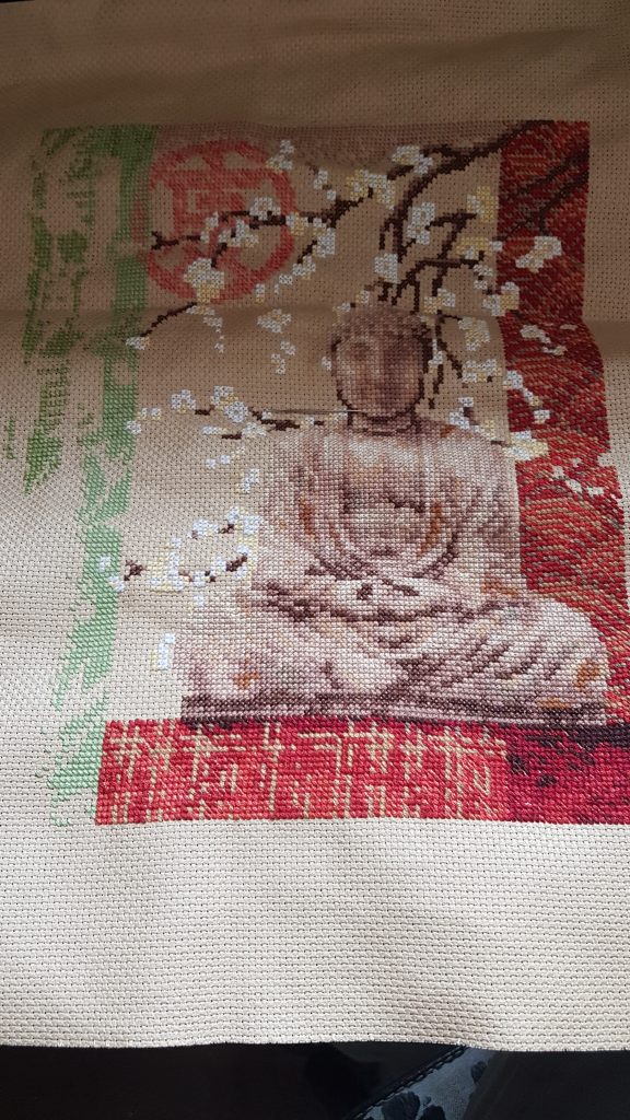 Cross stitch part nearly finished.